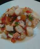 Picadillo de patas gigantes de rejos o potón y gambas Cocidas