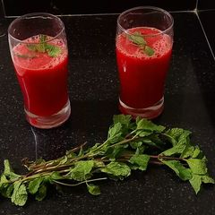 A picture of Rose and water melon juice.