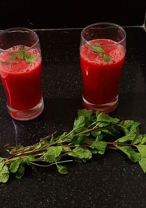 A picture of Rose and water melon juice.