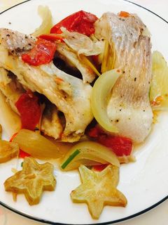 Hình của món Cá điêu hồng hấp khế.