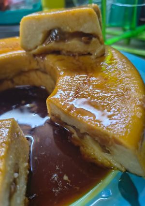 Una foto de Budín dulce de polenta (sin huevos) y listo en 5 minutos 🍮🍮