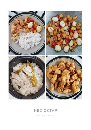 Foto resep Nasi Uduk/ Nasi Gurih, Ayam Goreng, Kentang Puyuh Balado