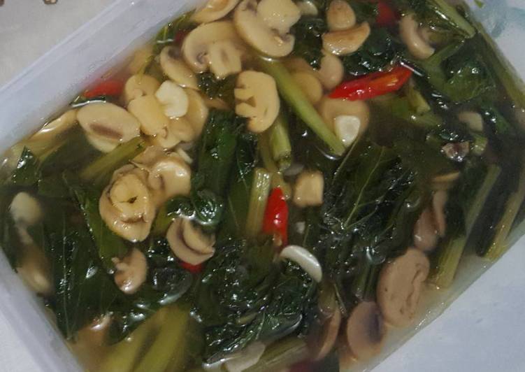 Tumis Kuah Jamur Caisim