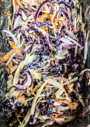 A picture of Rainbow coleslaw.