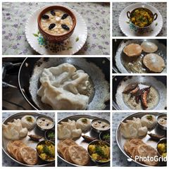 A picture of Kheer Puri bhaji thali.