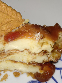 Foto principal de Tarta de queso al horno con mermelada de fresa