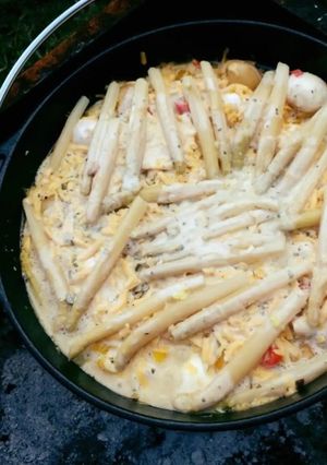 A picture of Creamy Chicken and Cheese Potjie.