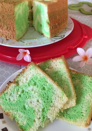Foto resep Pandan marbled chiffon cake