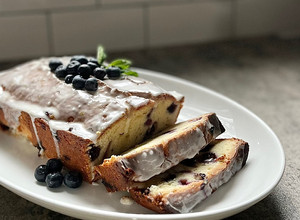 A picture of Blueberry Lemon Pound Cake.