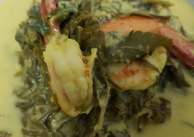 Masak lemak tempoyak udang dan sayur pucuk paku