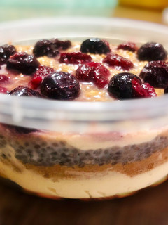 A picture of Low Sugar Chia Berry Graham Float - a quick Trifle dessert.