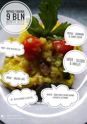 Foto resep Mpasi bubur soto daging edamame