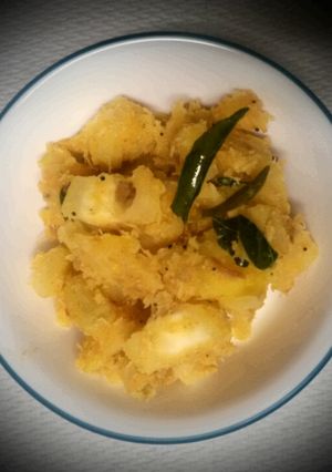 A picture of Kappa Ularthiyathu- tapioca sauteed.