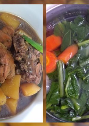 Foto resep Ayam kentang kecap & sop bening sawi wortel