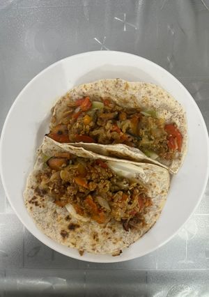 Una foto de Tacos de no carne veganos