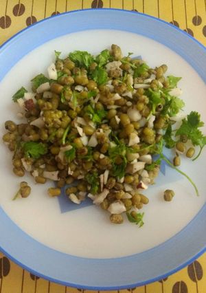 A picture of Green Moong Sundal.