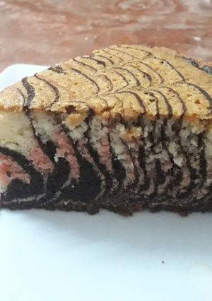عکسی از دستور کیک زبرای سه رنگ😍