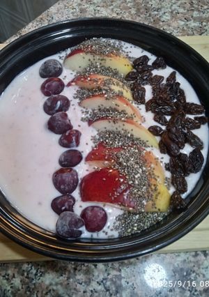 Une photo de Bowl smoothie fruits rouges