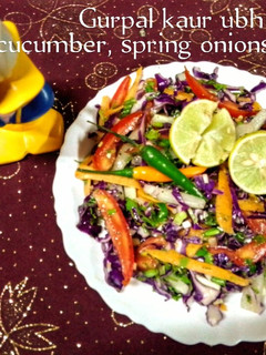 A picture of Cucumber spring onions salad 🥗.