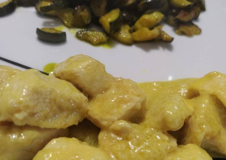 Pollo al curry e zucchine alla curcuma