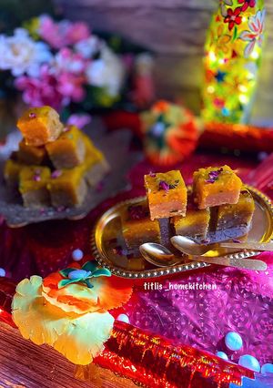 A picture of Badam Halwa Mohanthal Fudge.