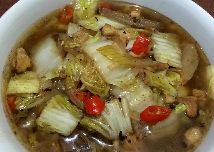 Langkah Membuat Tumis sawi putih ayam Lezat