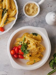 Foto resep Cheesy spinach pasta (vegan)