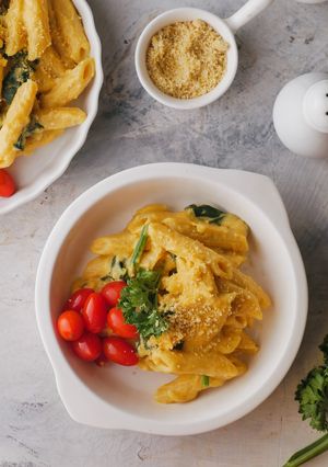 Foto resep Cheesy spinach pasta (vegan)