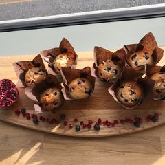 A picture of Bejewelled Blueberry Surprise Muffins.