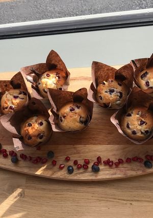 A picture of Bejewelled Blueberry Surprise Muffins.