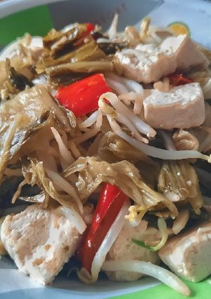 Foto resep 043. Tumis Sawi Asin Tahu Taoge