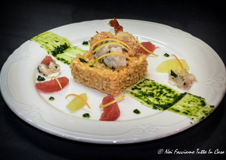 Risotto con Tartare di Gamberi, Pompelmo e Bergamotto