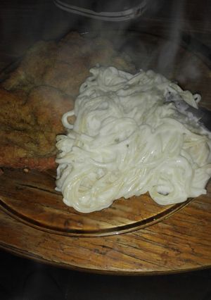 Una foto de Fideos con Crema, sin crema, fácil y económico!