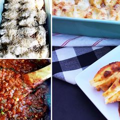A picture of Cheese Stuffed Shells with Fullblood Wagyu Ground Beef Sauce.