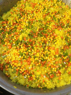 A picture of Tumeric garnished rice.