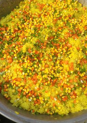 A picture of Tumeric garnished rice.