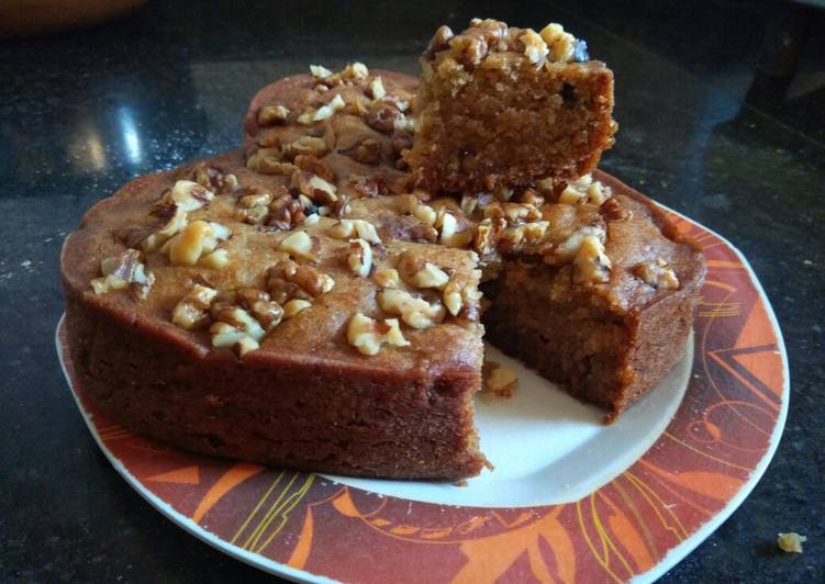 Eggless Banana Walnut Cake