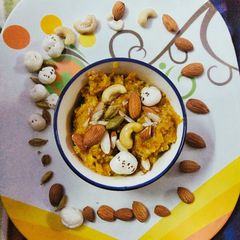 A picture of Yellow pumpkin ka halwa.