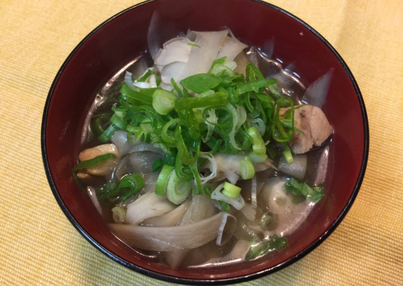 Japanese mushroom and chicken soup