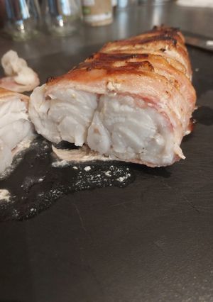 A picture of Monkfish Roast Wrapped in Bacon.