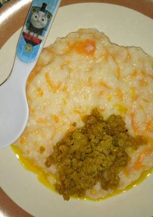 Foto resep Mpasi daging masak kuning + nasi tim sayur 9+