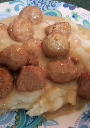 A picture of Slow Cooker Swedish Meatballs (sort of).