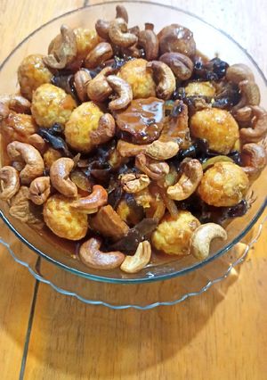 Foto resep Cah Telur Puyuh, Jamur Kuping, dan Mente Goreng