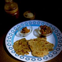 A picture of Gajar Matar ki Sabji, Bajre ki Roti.