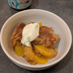 A picture of My Tinned Peach Cobbler.