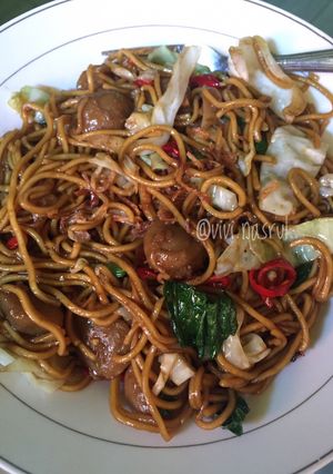 Foto resep Mie kuning bakso sayur