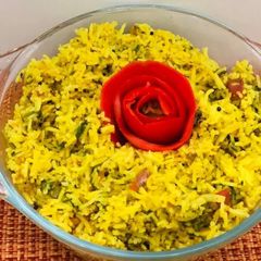 Methi -Tomato Rice A picture of Methi -Tomato Rice.