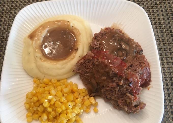 Recipe of Perfect Meatloaf with Mushroom gravy