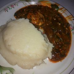 A picture of Draw soup(okro/ogbono) with ugwu leaf and semolina.