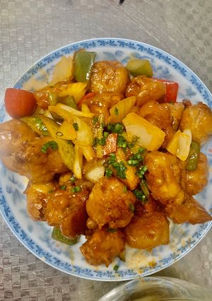 Hình của món Sườn xào chua ngọt.